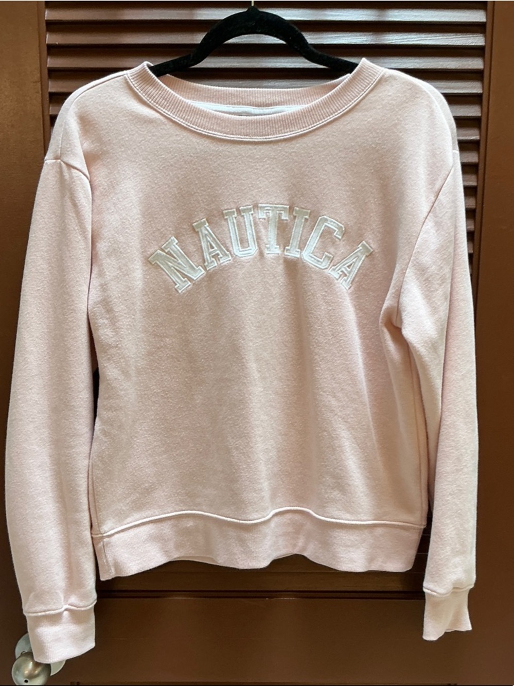 Nautica Pastel Pink Crewneck Sweatshirt with Embroidered Logo